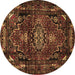 Round Machine Washable Persian Brown Traditional Rug, wshtr3072brn