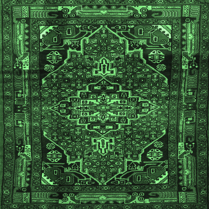 Square Machine Washable Persian Emerald Green Traditional Area Rugs, wshtr3072emgrn