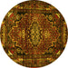 Round Persian Yellow Traditional Rug, tr3072yw