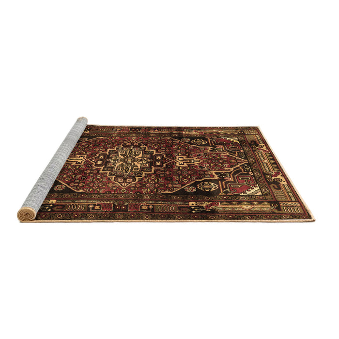 Sideview of Machine Washable Persian Brown Traditional Rug, wshtr3072brn