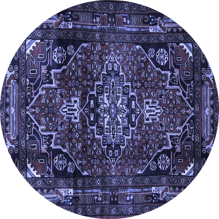 Round Machine Washable Persian Blue Traditional Rug, wshtr3072blu