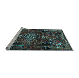 Sideview of Machine Washable Persian Light Blue Traditional Rug, wshtr3072lblu