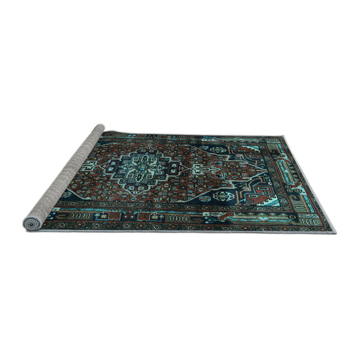 Sideview of Machine Washable Persian Light Blue Traditional Rug, wshtr3072lblu