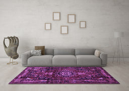 Machine Washable Persian Purple Traditional Area Rugs in a Living Room, wshtr3072pur