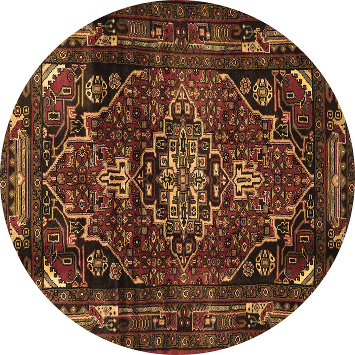 Round Persian Brown Traditional Rug, tr3072brn