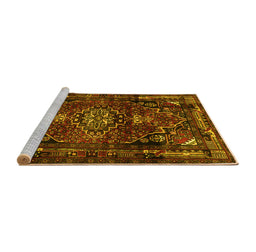 Sideview of Machine Washable Persian Yellow Traditional Rug, wshtr3072yw