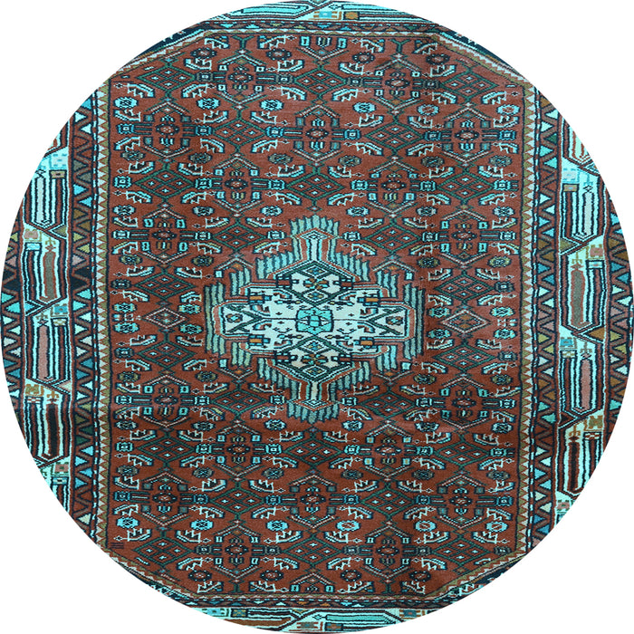 Round Machine Washable Persian Light Blue Traditional Rug, wshtr3073lblu