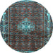 Round Machine Washable Persian Light Blue Traditional Rug, wshtr3073lblu