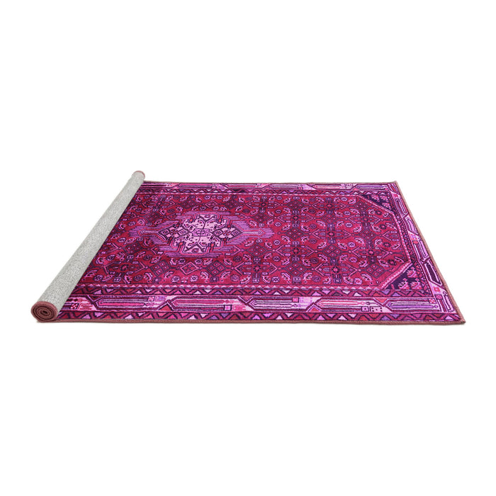 Sideview of Machine Washable Persian Pink Traditional Rug, wshtr3073pnk