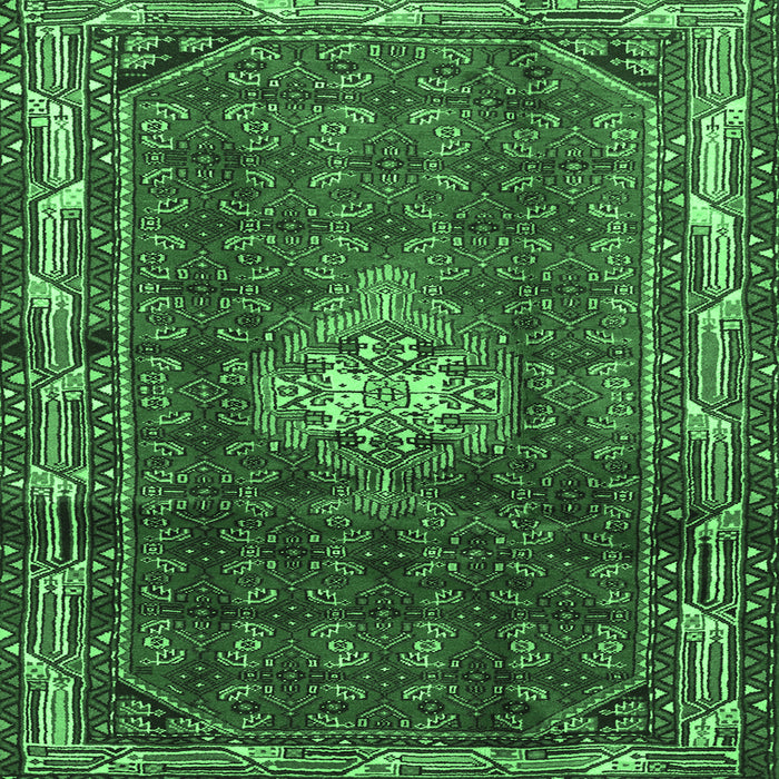 Square Persian Emerald Green Traditional Rug, tr3073emgrn