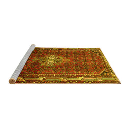 Sideview of Machine Washable Persian Yellow Traditional Rug, wshtr3073yw
