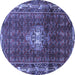 Round Machine Washable Persian Blue Traditional Rug, wshtr3073blu