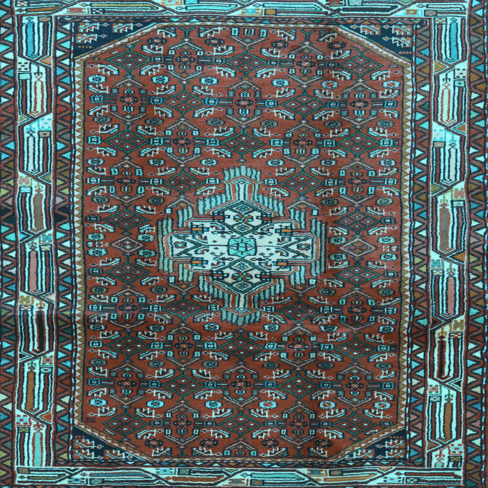 Square Machine Washable Persian Light Blue Traditional Rug, wshtr3073lblu