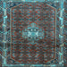 Square Machine Washable Persian Light Blue Traditional Rug, wshtr3073lblu