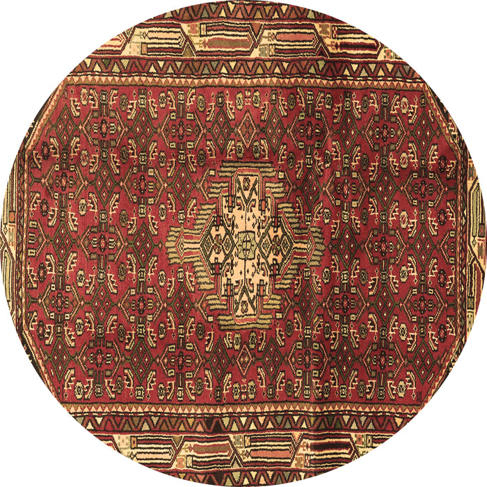 Round Persian Brown Traditional Rug, tr3073brn