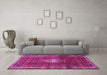 Machine Washable Persian Pink Traditional Rug in a Living Room, wshtr3073pnk