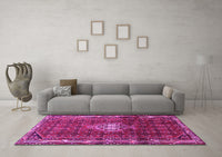 Machine Washable Persian Pink Traditional Rug, wshtr3073pnk