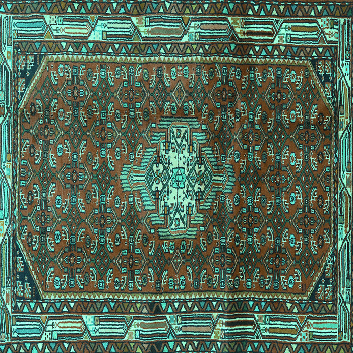 Square Persian Turquoise Traditional Rug, tr3073turq