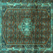 Square Persian Turquoise Traditional Rug, tr3073turq