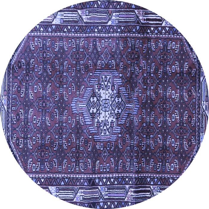 Round Persian Blue Traditional Rug, tr3073blu