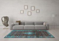 Machine Washable Persian Light Blue Traditional Rug, wshtr3073lblu