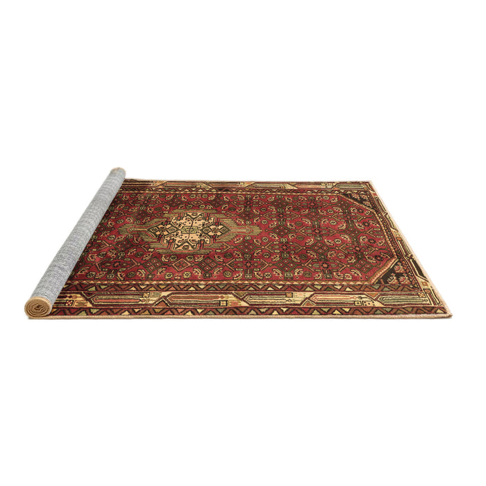 Sideview of Machine Washable Persian Brown Traditional Rug, wshtr3073brn