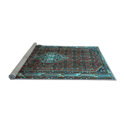 Sideview of Machine Washable Persian Light Blue Traditional Rug, wshtr3073lblu