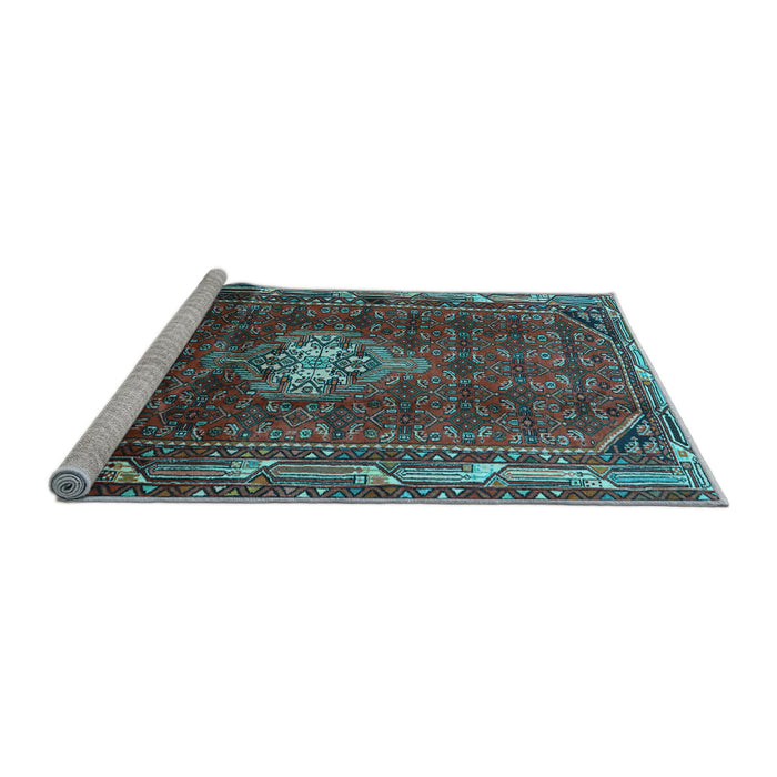 Sideview of Machine Washable Persian Light Blue Traditional Rug, wshtr3073lblu
