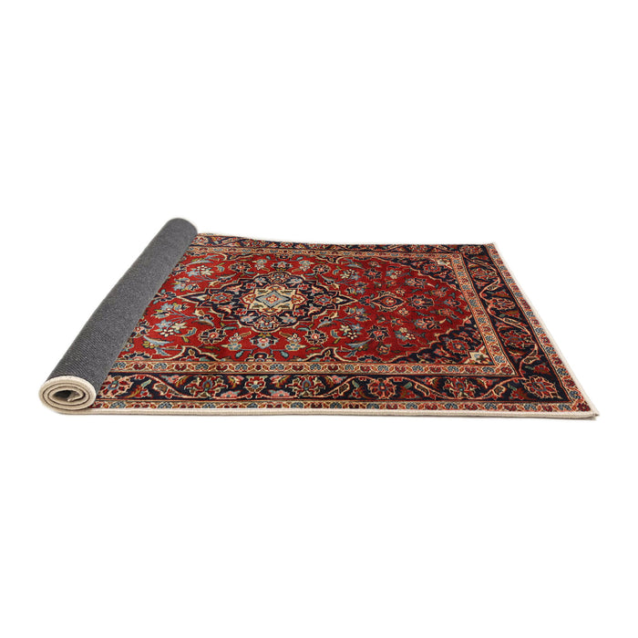 Sideview of Traditional Orange Salmon Pink Medallion Rug, tr3074