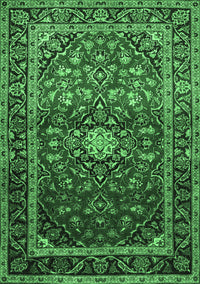 Medallion Emerald Green Traditional Rug, tr3074emgrn