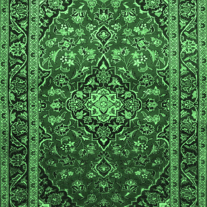 Medallion Emerald Green Traditional Rug, tr3074emgrn