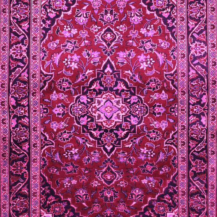 Machine Washable Medallion Pink Traditional Rug, wshtr3074pnk