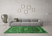 Machine Washable Medallion Emerald Green Traditional Area Rugs in a Living Room,, wshtr3074emgrn