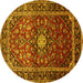 Round Medallion Yellow Traditional Rug, tr3074yw