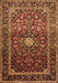 Machine Washable Medallion Brown Traditional Rug, wshtr3074brn