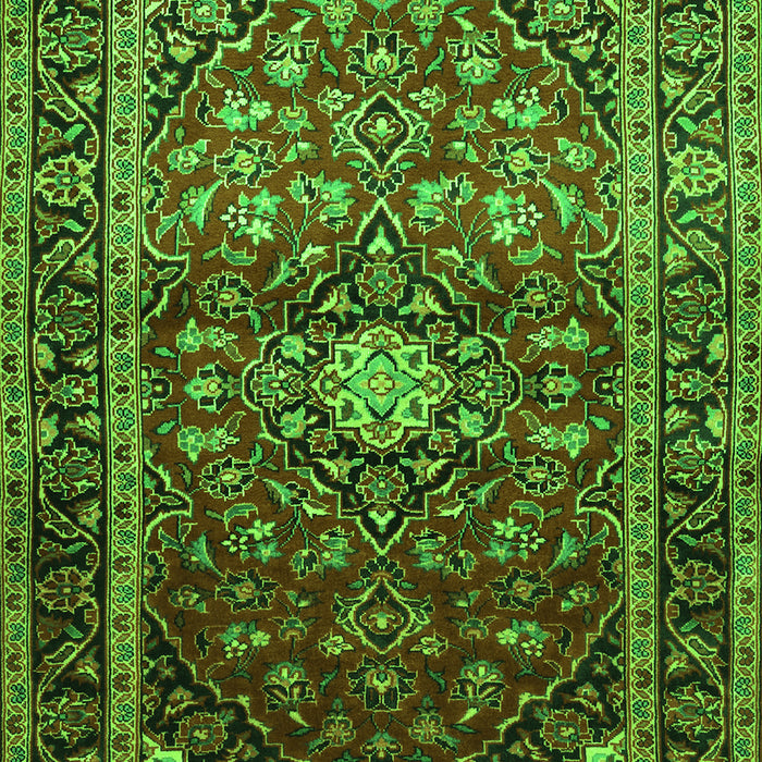 Serging Thickness of Machine Washable Medallion Green Traditional Area Rugs, wshtr3074grn