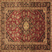 Square Medallion Brown Traditional Rug, tr3074brn