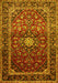 Machine Washable Medallion Yellow Traditional Rug, wshtr3074yw