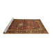 Sideview of Machine Washable Medallion Brown Traditional Rug, wshtr3074brn