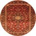 Square Medallion Orange Traditional Rug, tr3074org