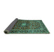 Sideview of Medallion Turquoise Traditional Rug, tr3074turq