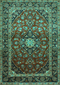 Medallion Turquoise Traditional Rug, tr3074turq