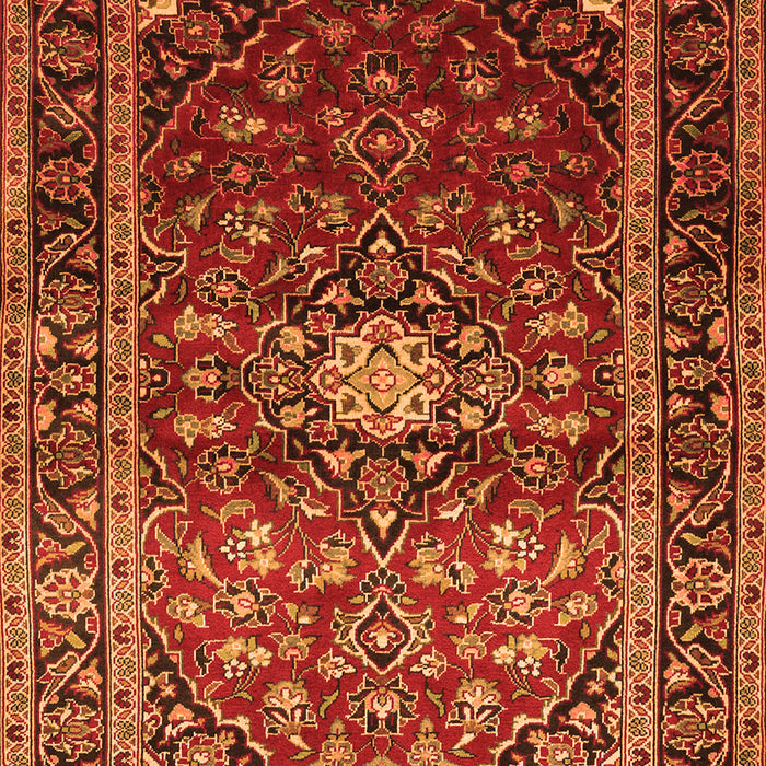 Serging Thickness of Machine Washable Medallion Orange Traditional Area Rugs, wshtr3074org