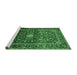 Sideview of Machine Washable Medallion Emerald Green Traditional Area Rugs, wshtr3074emgrn