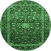 Round Medallion Emerald Green Traditional Rug, tr3074emgrn