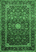 Machine Washable Medallion Emerald Green Traditional Area Rugs, wshtr3074emgrn