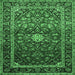 Square Medallion Emerald Green Traditional Rug, tr3074emgrn