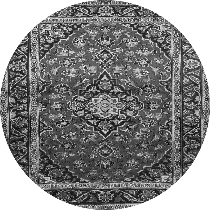 Machine Washable Medallion Gray Traditional Rug, wshtr3074gry