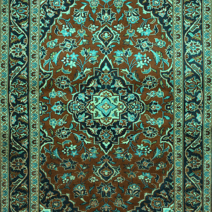 Machine Washable Medallion Turquoise Traditional Area Rugs, wshtr3074turq