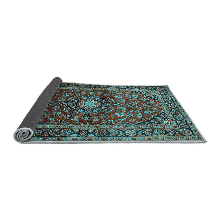 Sideview of Medallion Light Blue Traditional Rug, tr3074lblu